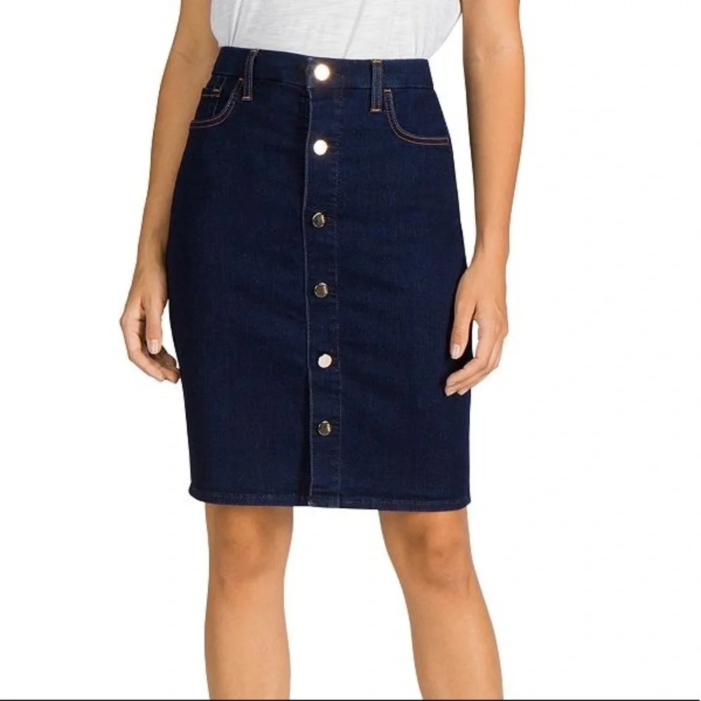 Gen7 for all mankind button down dark wash denim pencil skirt - Picture 2 of 11